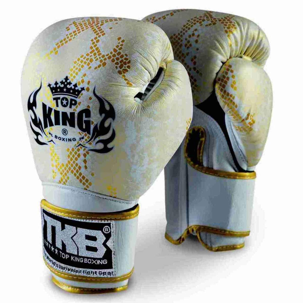 泰拳拳套 Thai Boxing Gloves : Top King "Super Snake" Air TKBGSS-02 White(Gold)