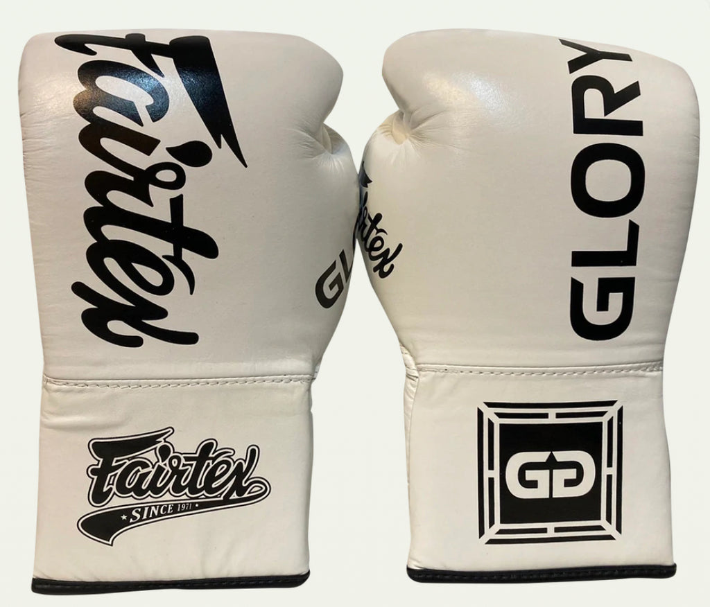 泰拳拳套 Thai Boxing Gloves : Fairtex BGLG1 GLORY Lace Up White