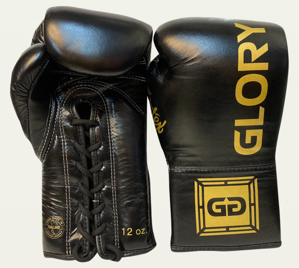 泰拳拳套 Thai Boxing Gloves : Fairtex BGLG1 GLORY Lace Up Black