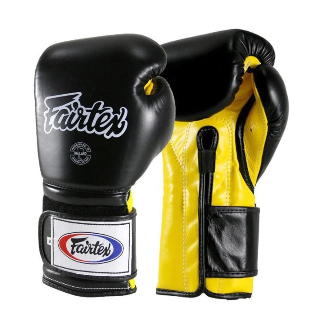 泰拳拳套 Thai Boxing Gloves : Fairtex BGV9 Black Yellow