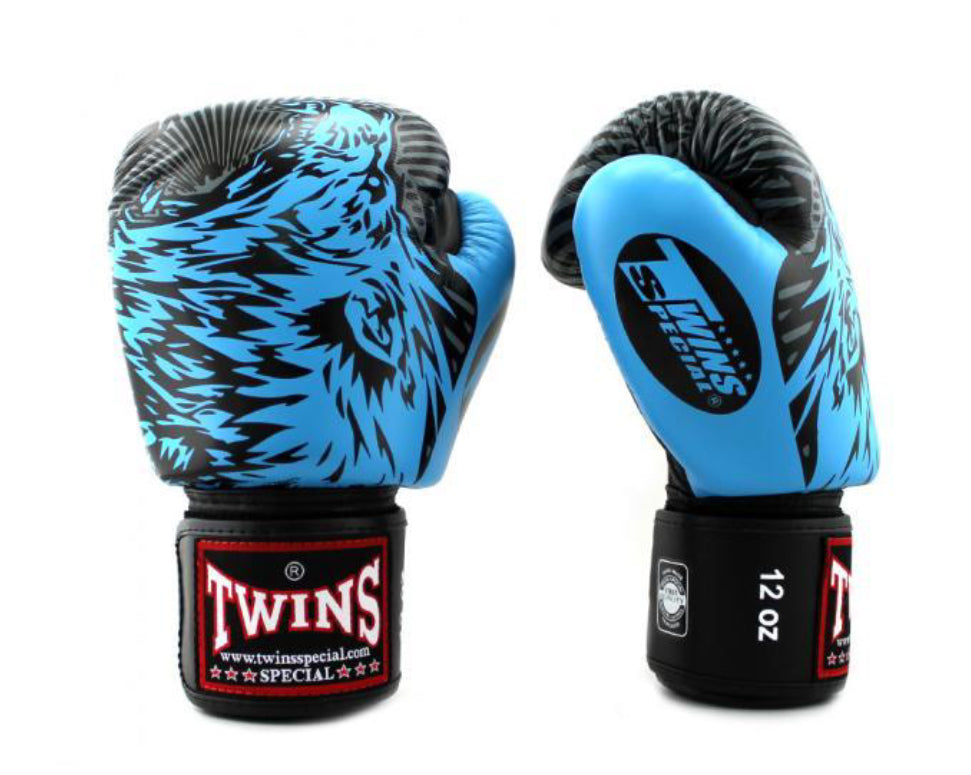 泰拳拳套 Thai Boxing Gloves : Twins Special FBGVL3-50 LIGHT BLUE/BLACK