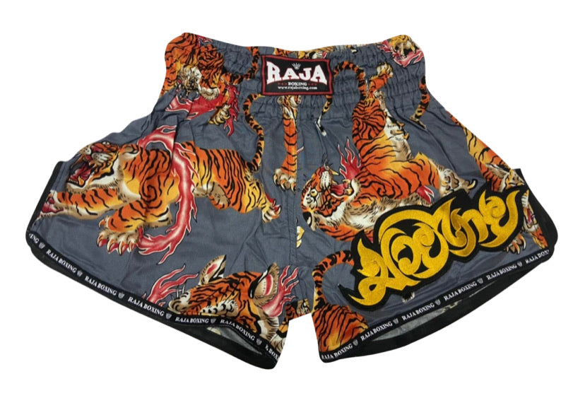 泰拳褲 Muay Thai Shorts : Raja RSTR Grey Tiger R49