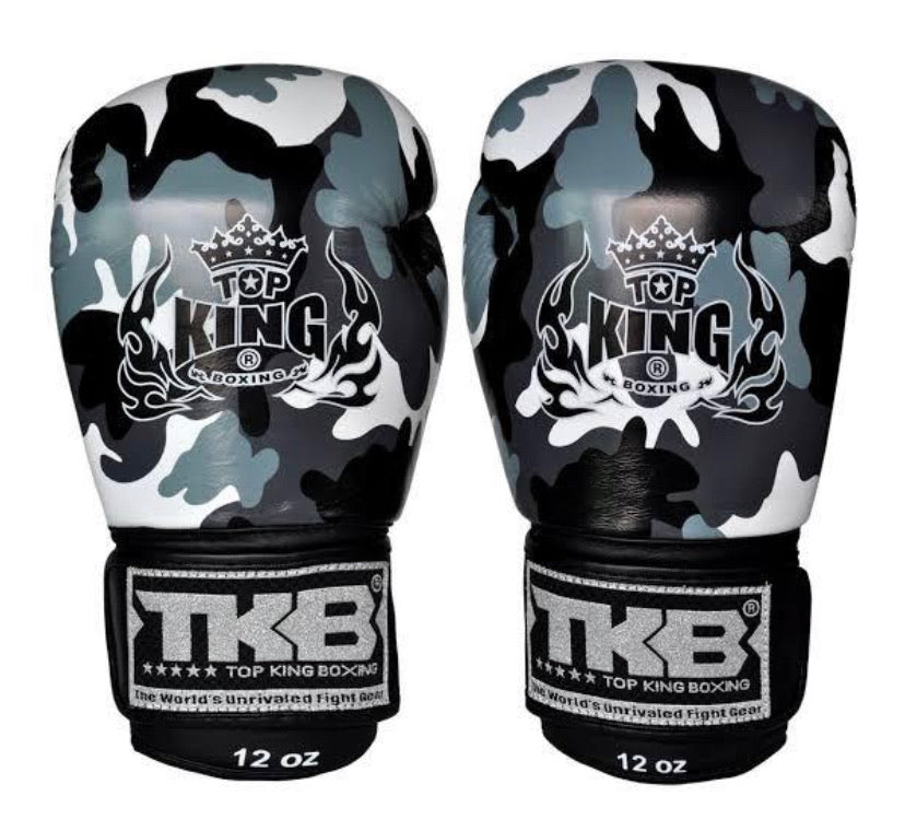 泰拳拳套 Thai Boxing Gloves : Top King "Camouflage" TKBGEM-03 Grey