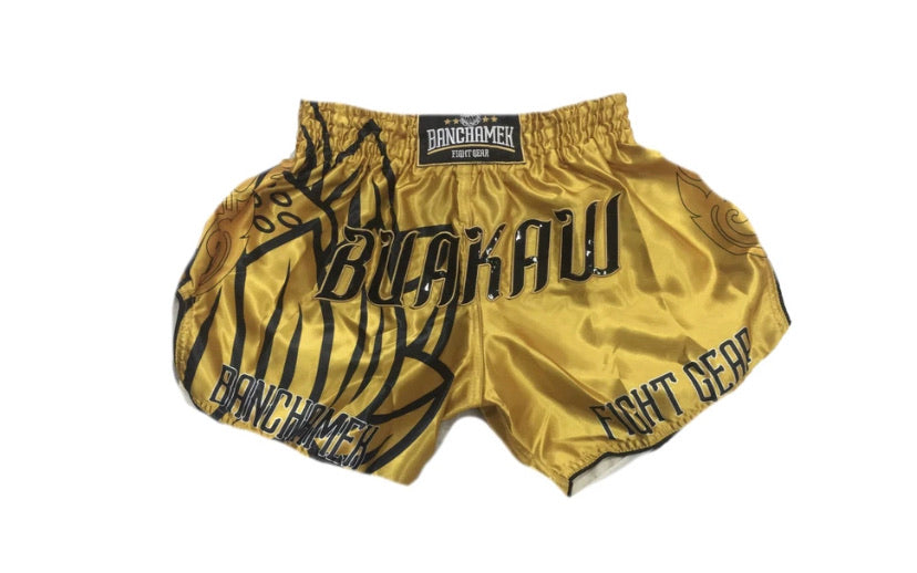 泰拳褲 Muay Thai Shorts: Buakaw BSH6 GOLD BLACK
